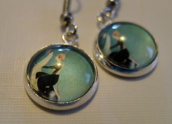 Woman Peacock Art Nouveau Earrings