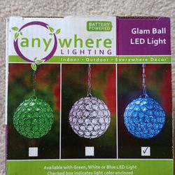 Hanging LED Glam Ball Light- Blue- NEW