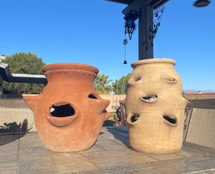 Terra Cotta Strawberry/Herbs/Succulents Planters