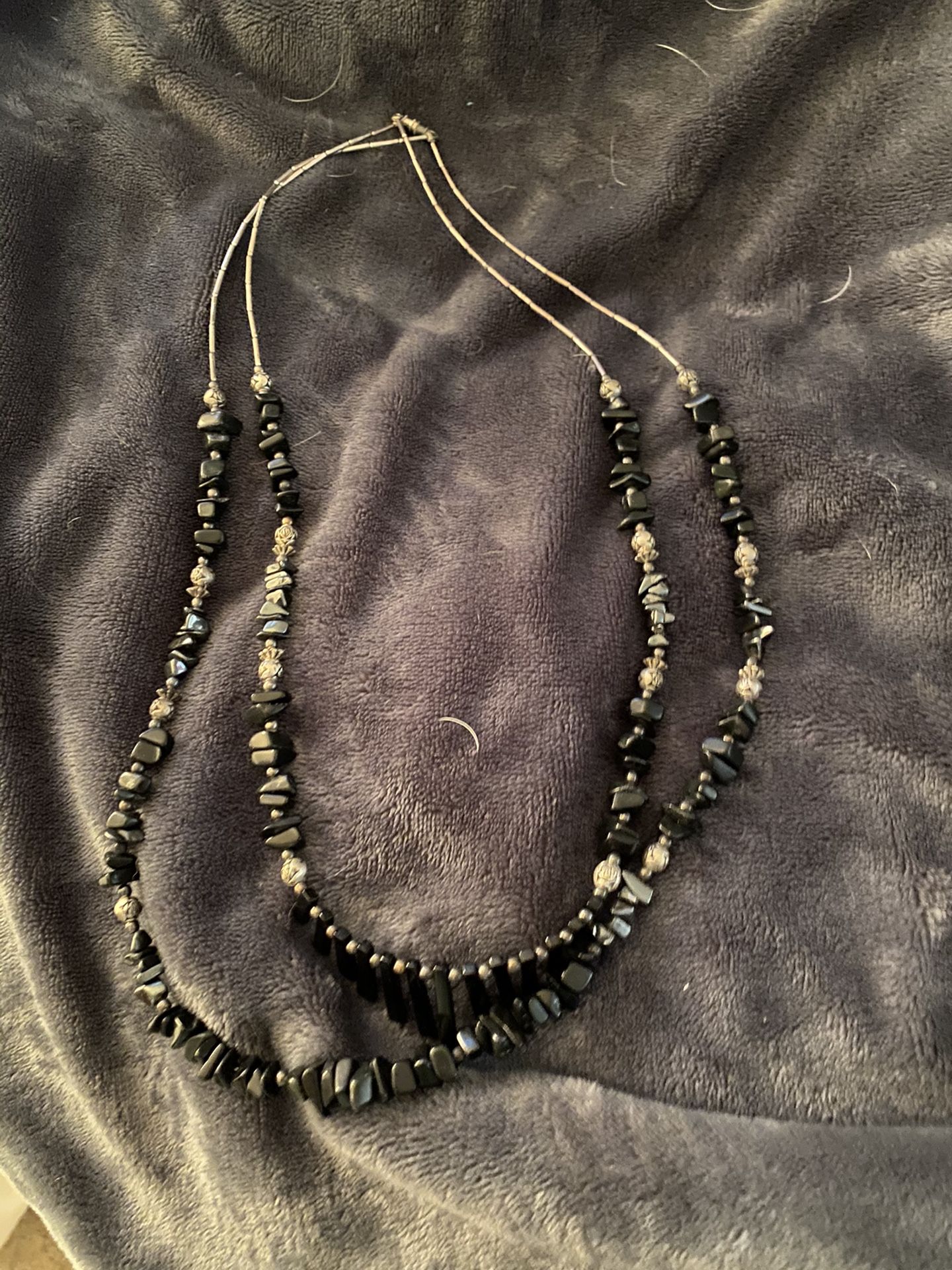 Mexican silver/black beaded stones from Mexico $30