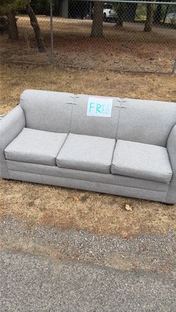 Gray Fabric 3-Cushion Sofa