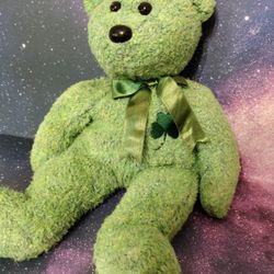 2001 TY the Beanie Buddies 13" Stuffed Plush Bear Irish Luck