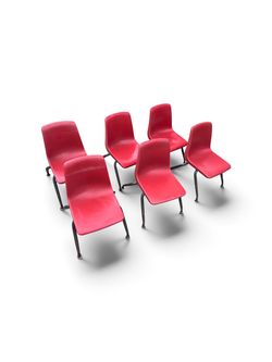Set of 6 Red Kids Plastic Stack Chairs