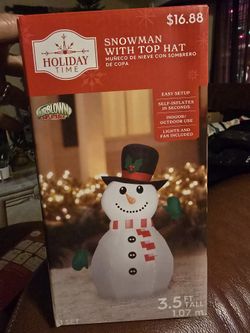 3.5ft Snowman With Top Hat Inflatable 