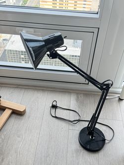 Bostitch Office VLF100D Swing Arm Desk Lamp, Metal, 36" Reach with Multi-Joint Adjustment, Includes Replaceable LED Bulb (VLF), Black