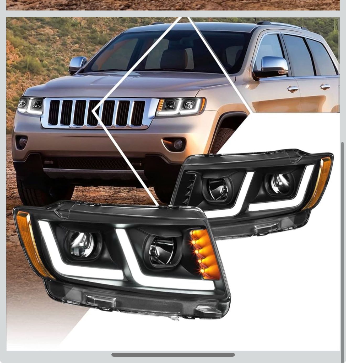 New in box PM PERFORMOTOR Black Smoked Housing amber Corner C-Shape LED Light Projector Headlights Compatible with 07-13 Avalanche Suburban 2500/07-14