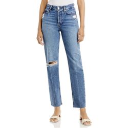 RAILS The Topanga High Rise Straight Leg Distressed Ripped Jeans Womens Size 31 