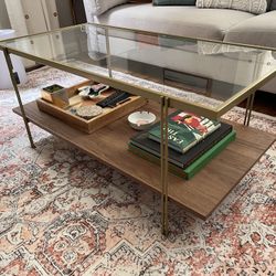 Gold and Wood Coffee Table