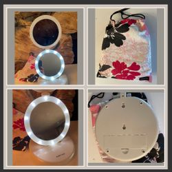 Mary Kay Lighted Double Folding Magnification Travel Makeup Mirror with Flowered Case