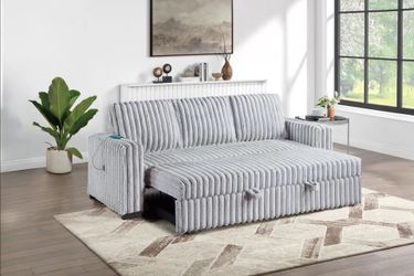Brand New Light Grey Corduroy Adjustable Sofa Sleeper