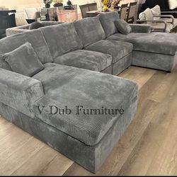 Grey double chaise sectional