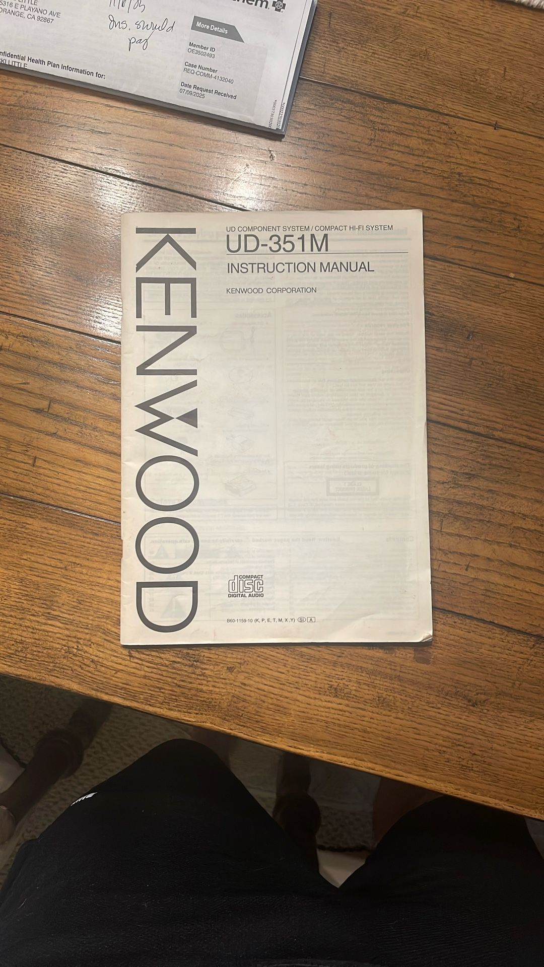 Used Kenwood UD-351M UD351M User Manual **ORIGINAL**