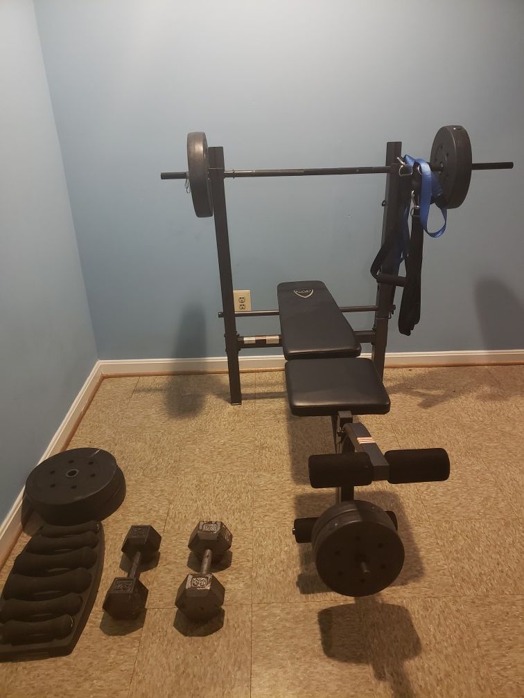 Weight bench,Dumbbell set.