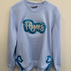 Women’s Size M Dayton Flyers Glitter Sweatshirt with Side Slits & Glitter Bows, NEW