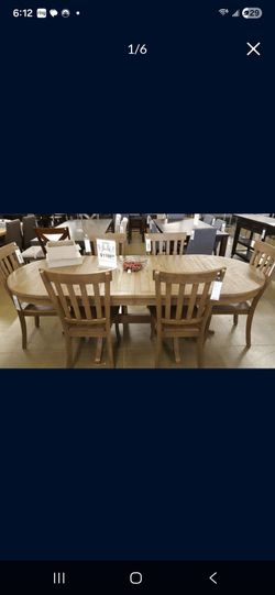 Dining Table Set With Leaf, 6 Chairs and Matching Buffet