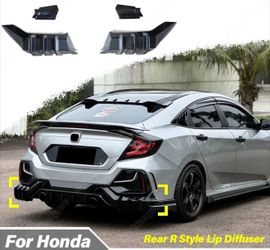 For Honda 10th Civic Hatchback FK4 FK7 2016 2017 2018 2019 2020 2021Rear Bumper R Style Lip Diffuser Guard Protector