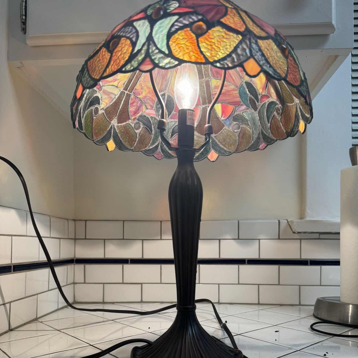 Vintage Stain Glass Desk Lamp 