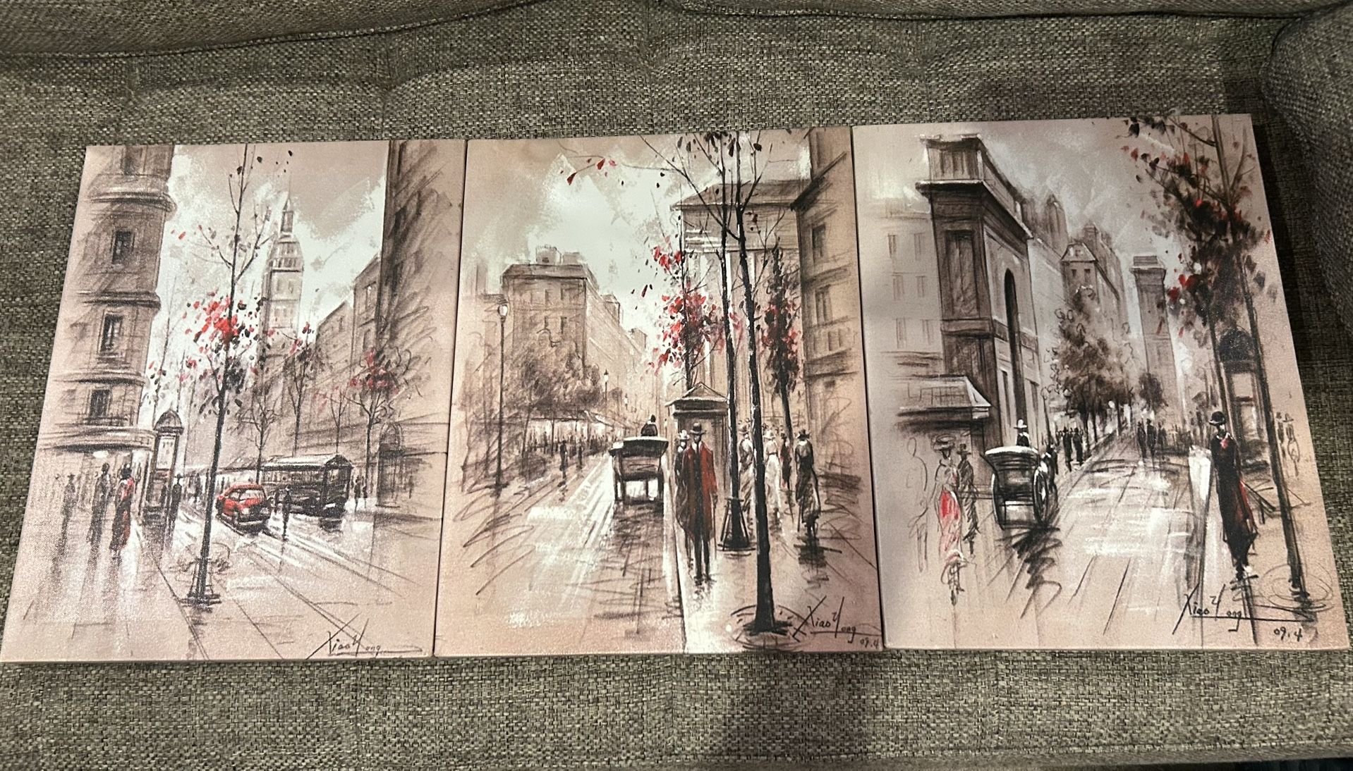 Abstract City Street Set of 3 Piece Canvas Prints