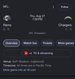 Rams vs chargers