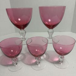 Cambridge Glass Ruby Cocktail Liquor Glasses Set of Five