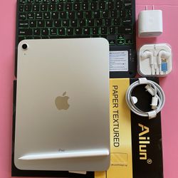 256gb Apple IPad 10th Generation (10.9” Liquid Retina / 2022 model) with pen, keyboard, case & Accessories (warranty 2026) 