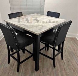 White marble dining table and chairs complete set