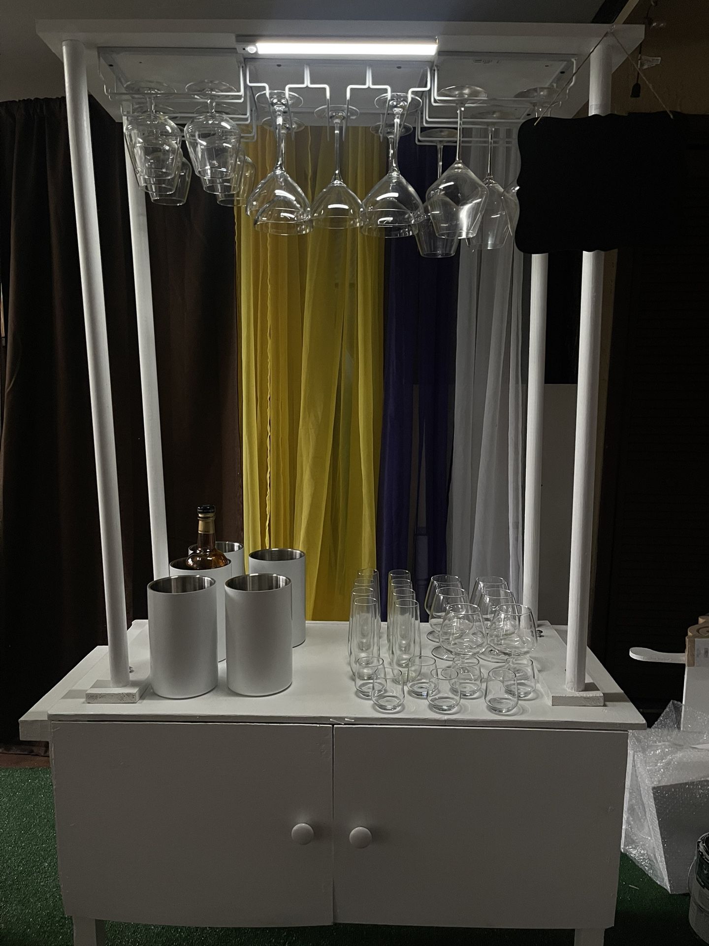 Small Champagne Cart With Glasses And Ice Bucket