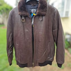 Men's Large Aviator Brown Vince Camuto Leather Jacket