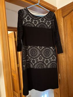 Black Lace Panel Midi Dress
