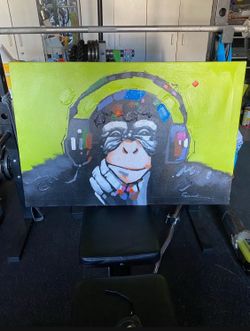 Wall Decor Art Monkey Headphone Canvas Painting