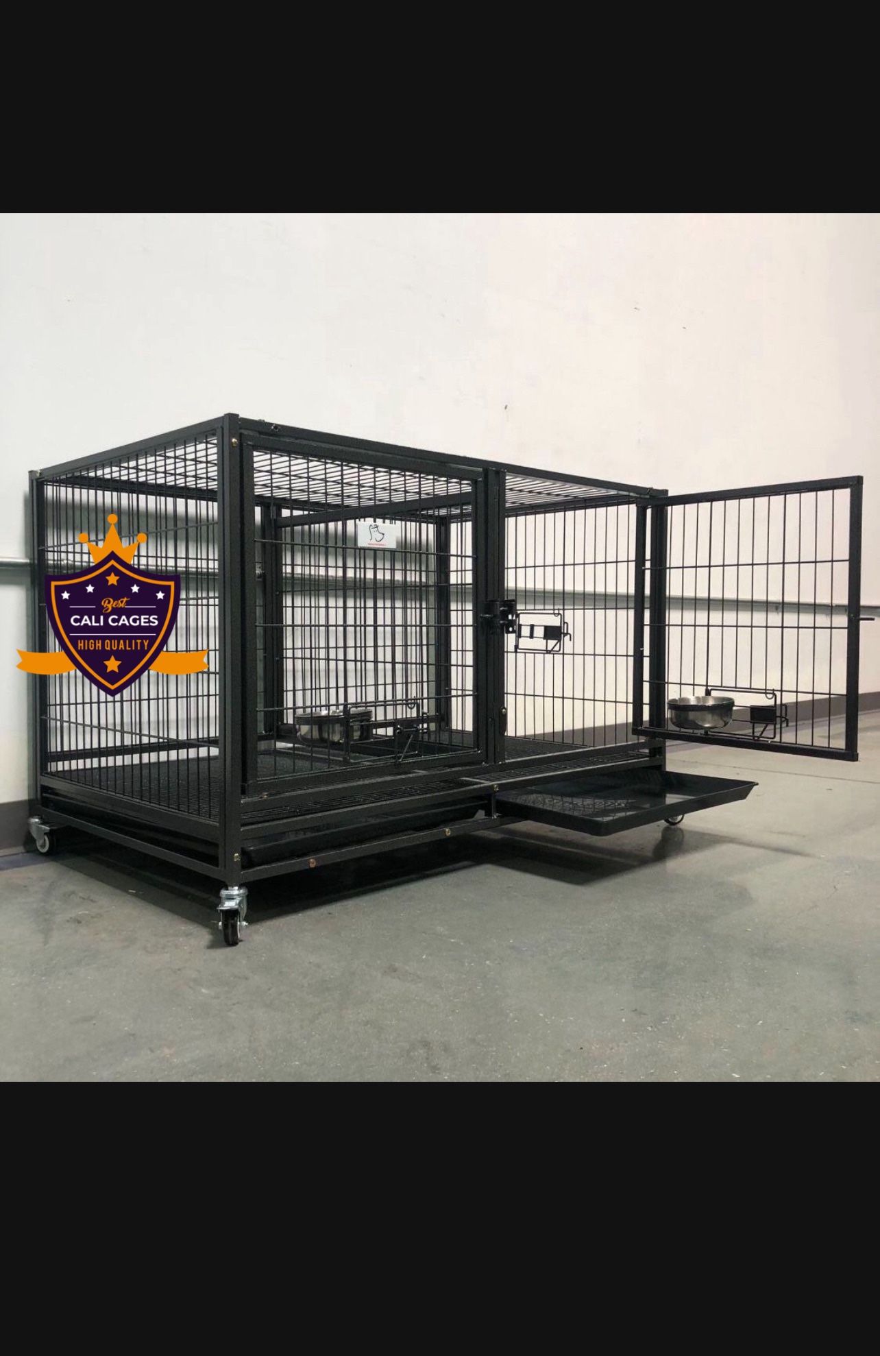 Dog Pet Cage Kennel Size 43” With Divider And Feeding Bowls New In box 📦