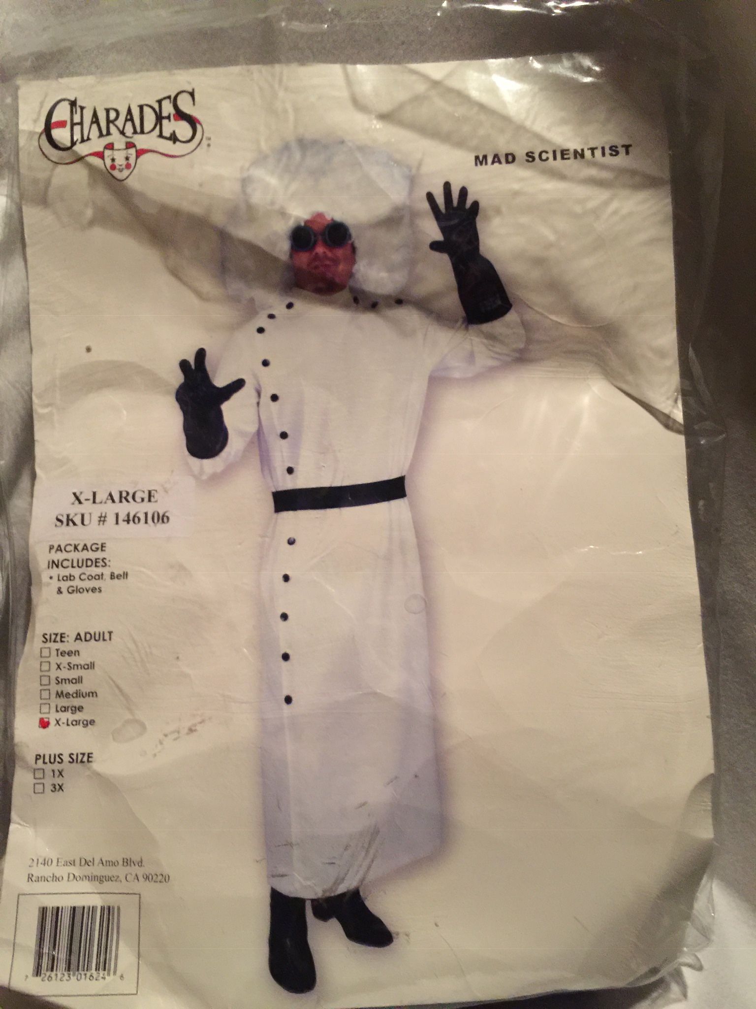 mad scientist costume size XL *can ship