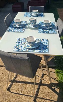 Beautiful 60x36" Glass Top Table Set with Chairs and Teatime Decor
