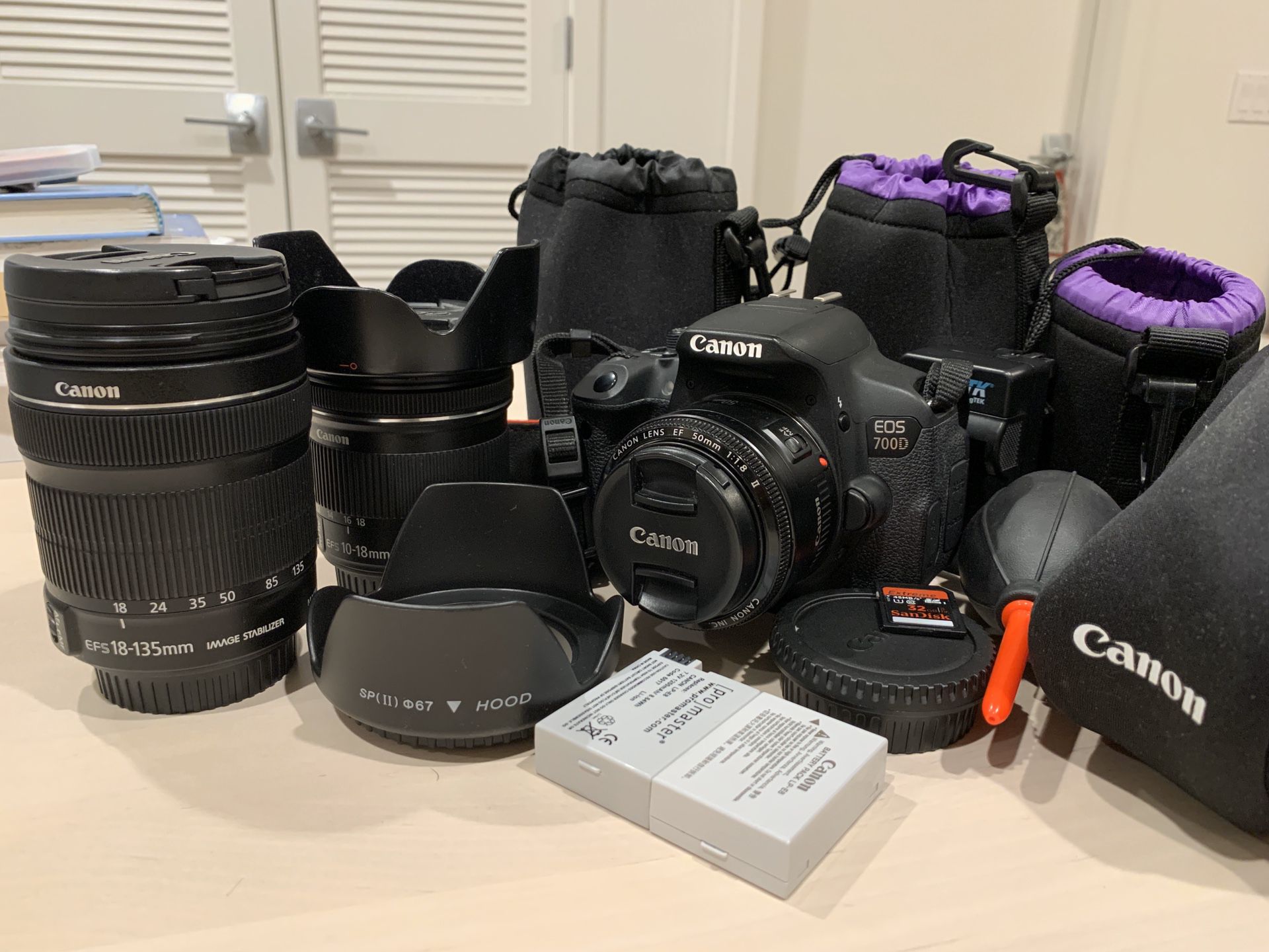 Canon EOS Rebel T5i/700D w/ 18-135mm, 10-18mm and 50mm lenses