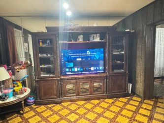 Dark Wood Entertainment Center Wall Unit