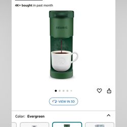 urig K-Mini Single Serve K-Cup Pod Coffee Maker, 6 to 12oz Brew size, with Cord Storage, Perfect for Small Spaces, Evergreen