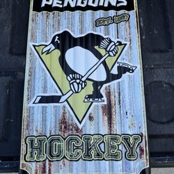 Team Sports America Pittsburgh Penguins Corrugated Metal Wall Art See Pictures for Dimensions 