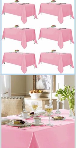 Fitable 6 Pack Pink Tablecloths 70x108 Inch for 6 Foot Rectangle Tables Stain & Wrinkle Resistant, Washable Polyester Cloth Covers for Wedding Party D