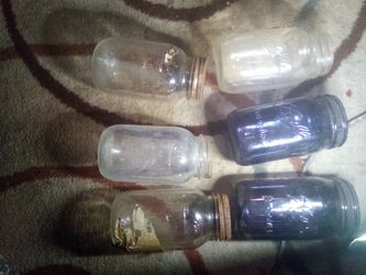 Antique Liberty Bell Mason Jars, blue,clear