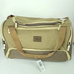 Bella Russo Canvas Duffle Tote Weekend Bag Large Tan Brown 12" x 18" New Tags