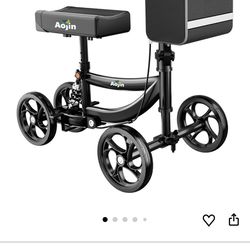 Knee Scooter for Adults for FootInjuries, 300lbs Capacity, All Terrain Foldable Knee Scooter Walker with Bag, 13" Wide Pu Seat, Compact Crutches Alter