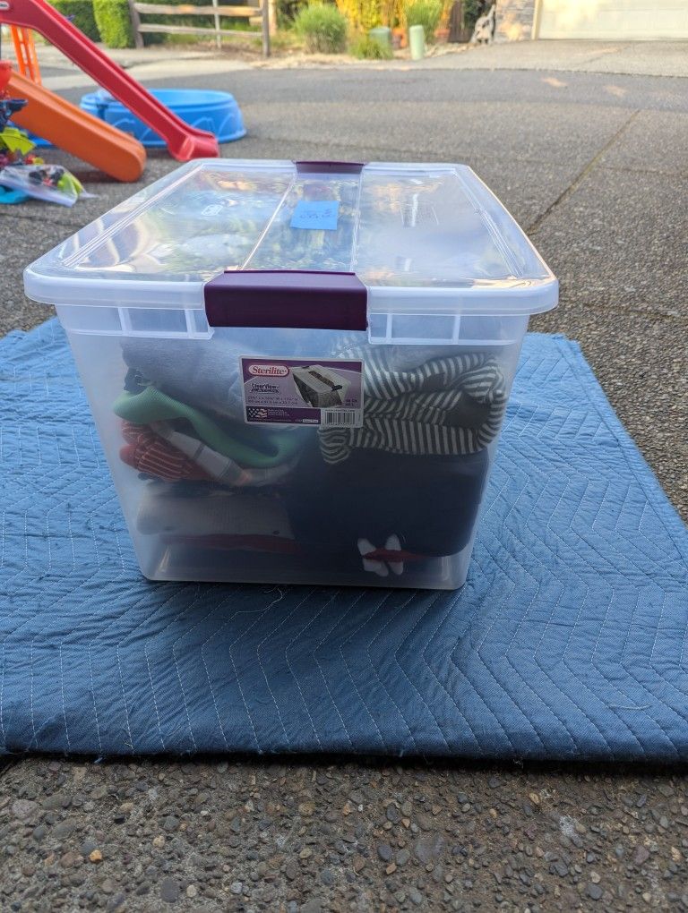 Sterilite Storage Bin with Clothes 18 month boys