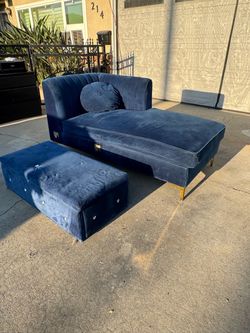 Blue Chaise Sofa + Ottoman + Dresser + Canon Printer – $50 ALL