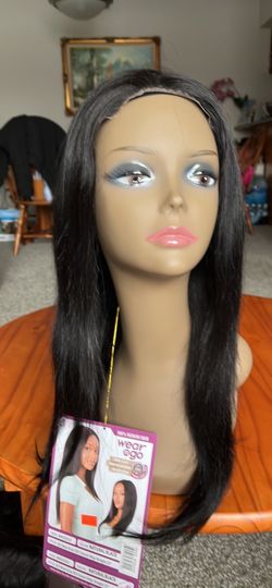 100%Human hair wig Wear & Go Natural Black Straight Wig