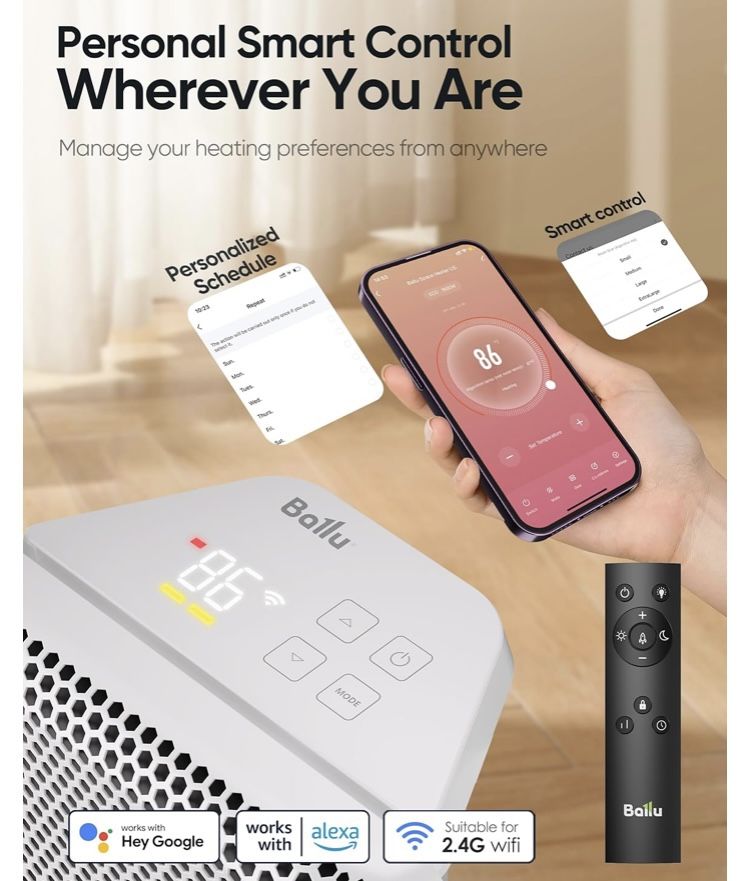 Ballu Mica Infrared Space Heater Indoor Use 1500W Electric Panel