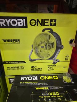 RYOBI ONE+ 18V Cordless Hybrid WHISPER SERIES 14 in Air Cannon Fan (Tool Only)