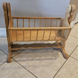 ADORABLE SOLID WOOD DOLL CRADLE