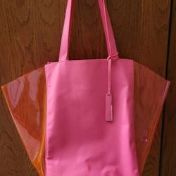 Pink Clear Panel Tote Bag - Stylish Women’s Shoulder Bag