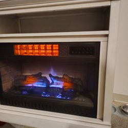 Cute White TV Stand with fireplace