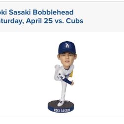 ROKI SASAKI BOBBLEHEAD LOS ANGELES DODGERS NEW IN BOX 4/25/2026
